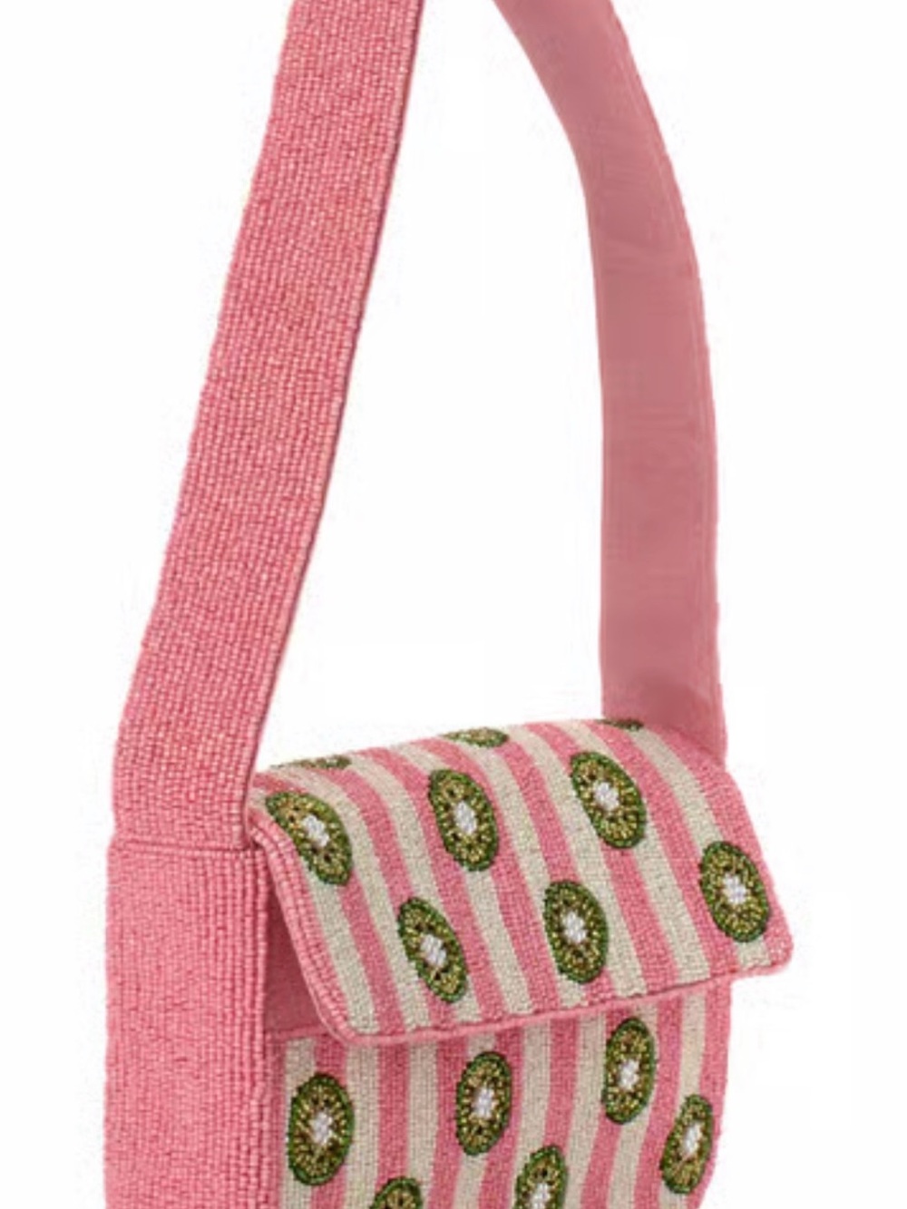 Sol & Mer Pink Beaded Floral Stripe Shoulder Bag - Picture 3 of 5
